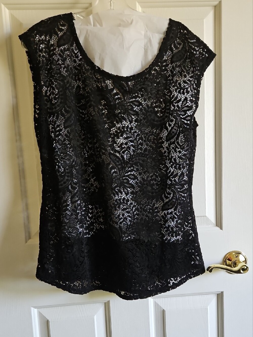 Maurices Black Lace Cap Sleeve Stretchy Tunic Top / Overlay